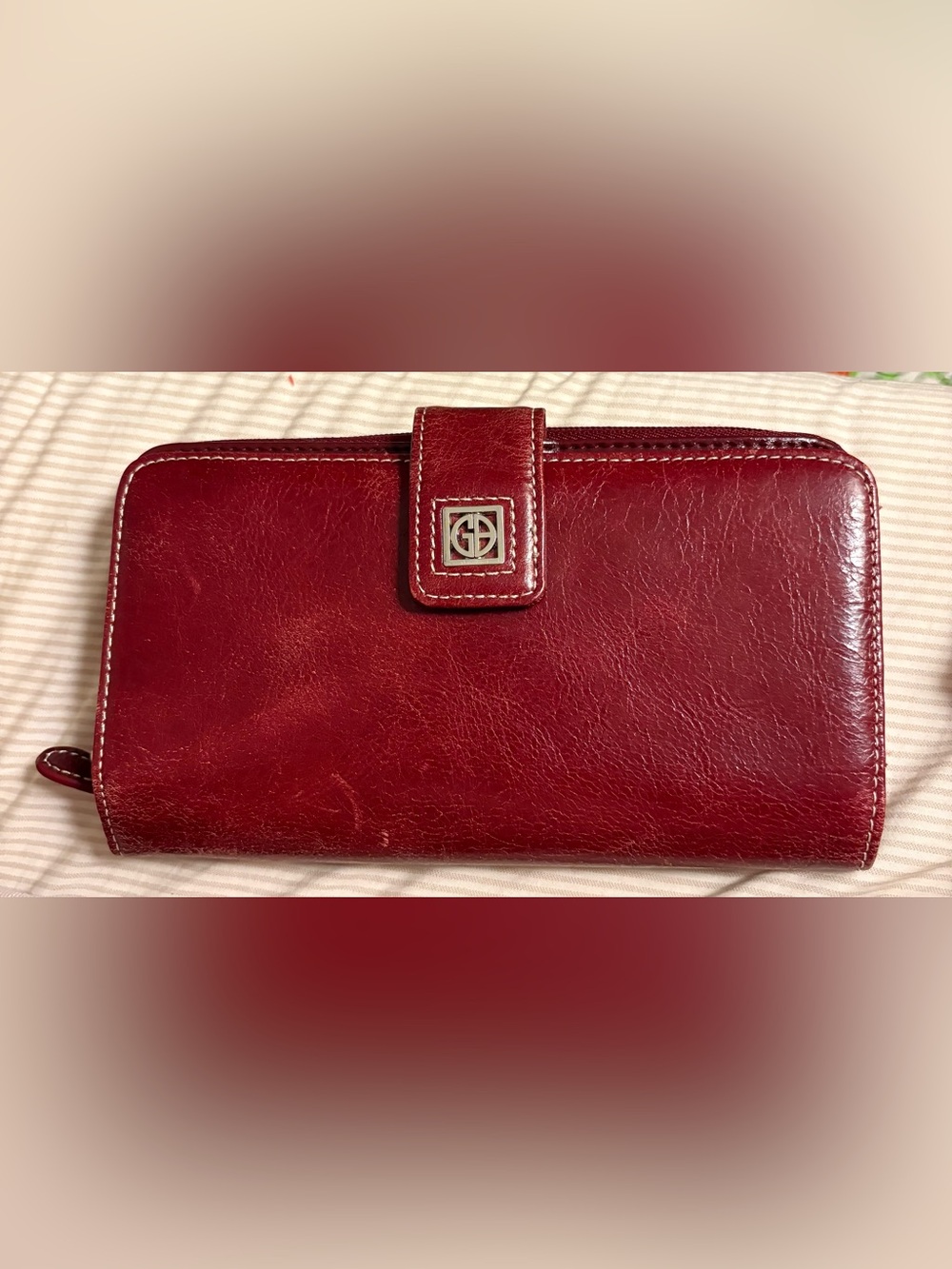 Giani Bernini Burgundy Leather Wallet Clutch